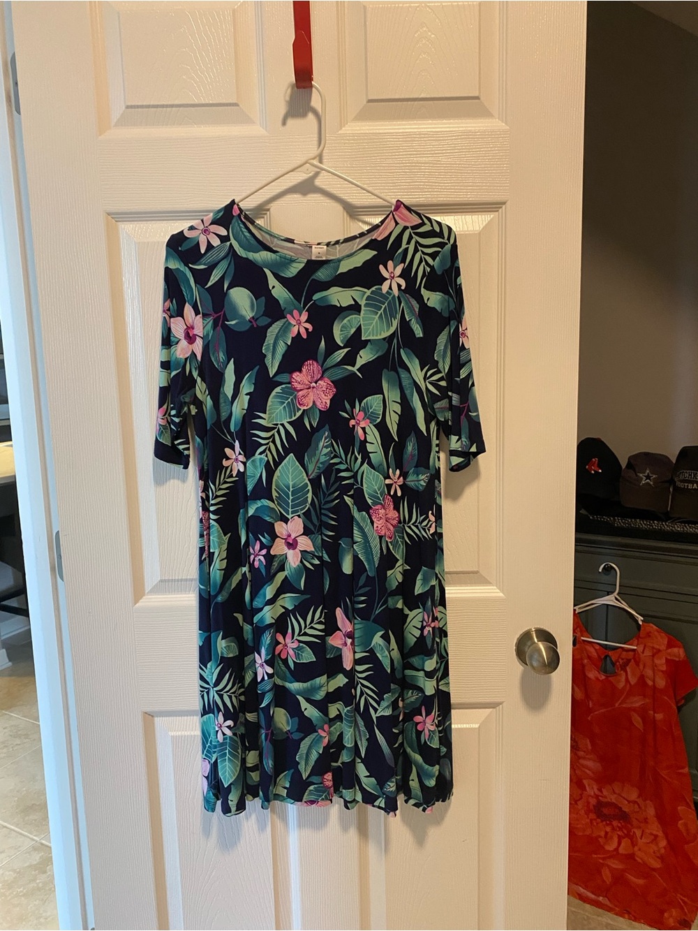 Old Navy Floral Shift Dress Top with Pink & Green Print
